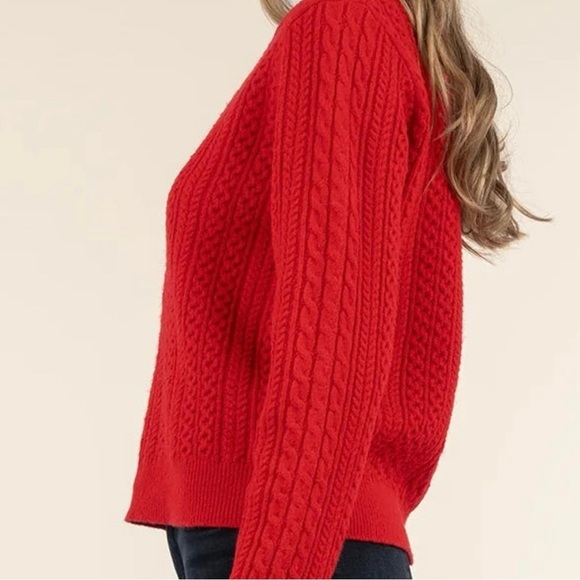 Kut from the Kloth Emerson Scoop Neck Red Cable Knit Sweater - Picture 3 of 5